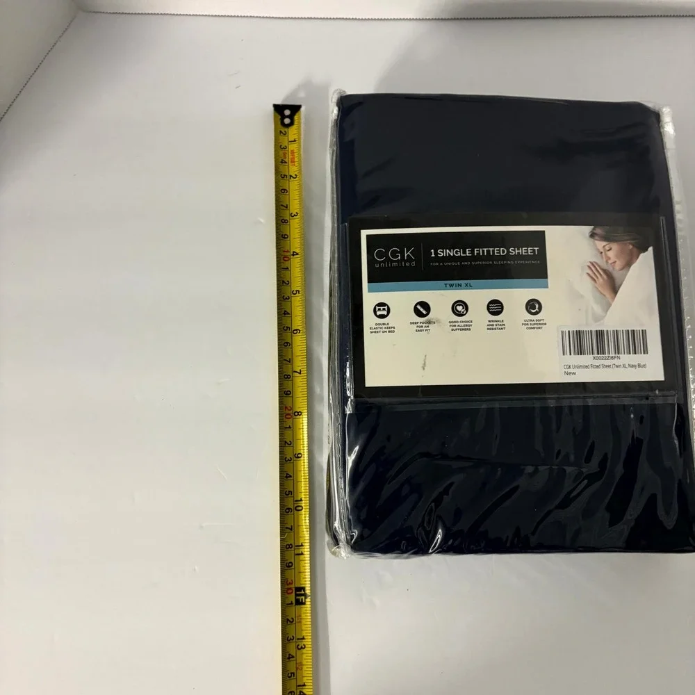 CGK Unlimited Twin XL Fitted Sheet Navy Blue Deep Pocket Ultra Soft New